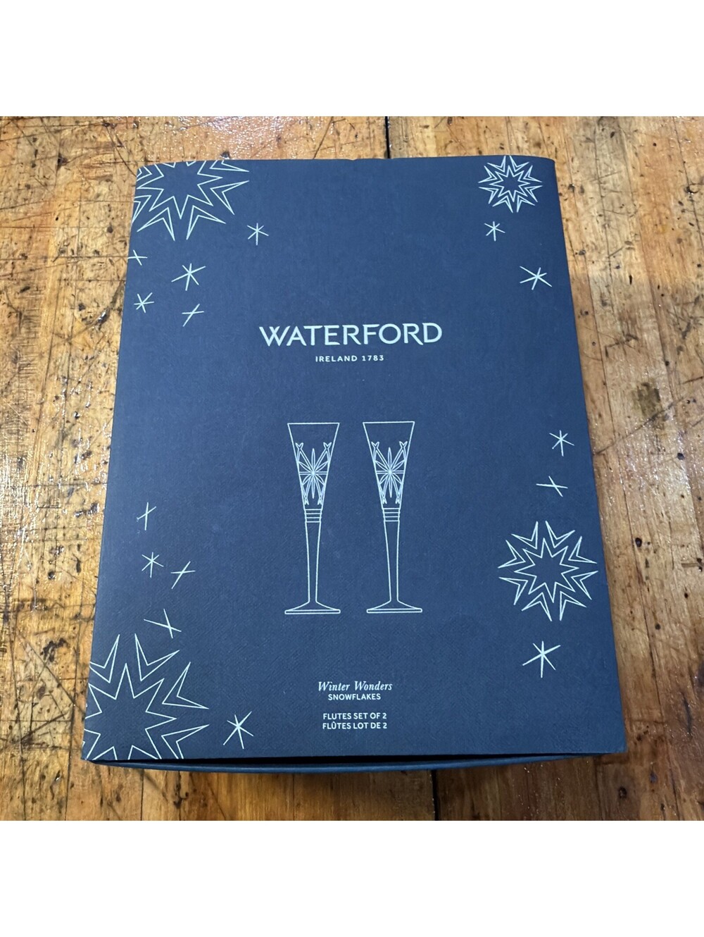 Waterford Crystal Winter Wonders Snowflakes Champagne Flutes NIB Bridal - Picture 7 of 9